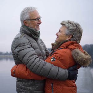 Bilde av et eldre par som ser på hverandre